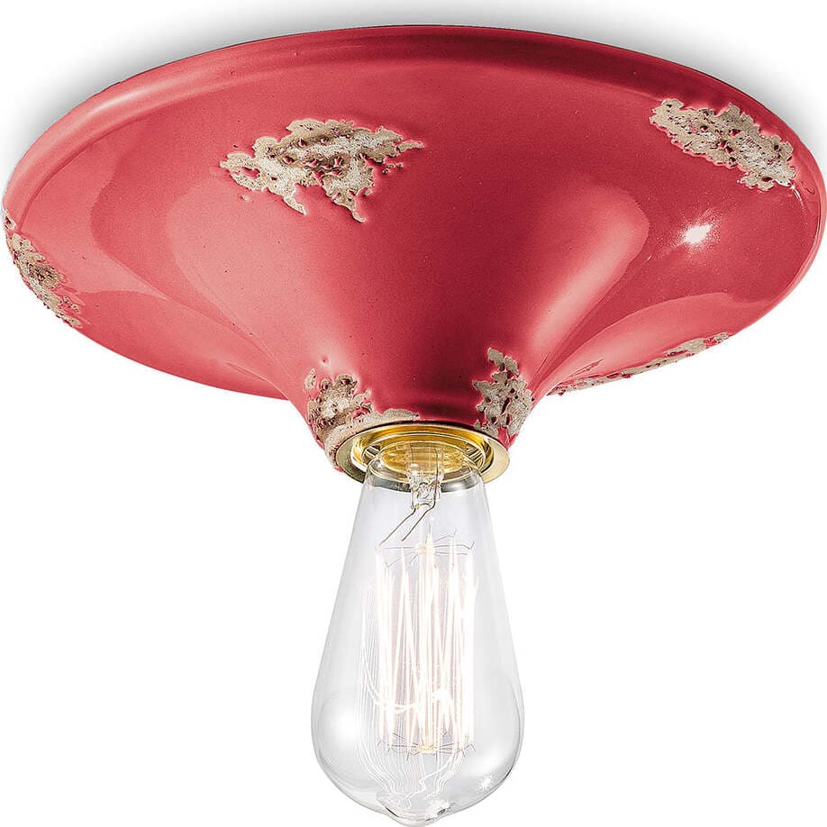 Plafoniera-Vintage-Tonda-Grande-Ceramica-Rossa-1-Luce-E27