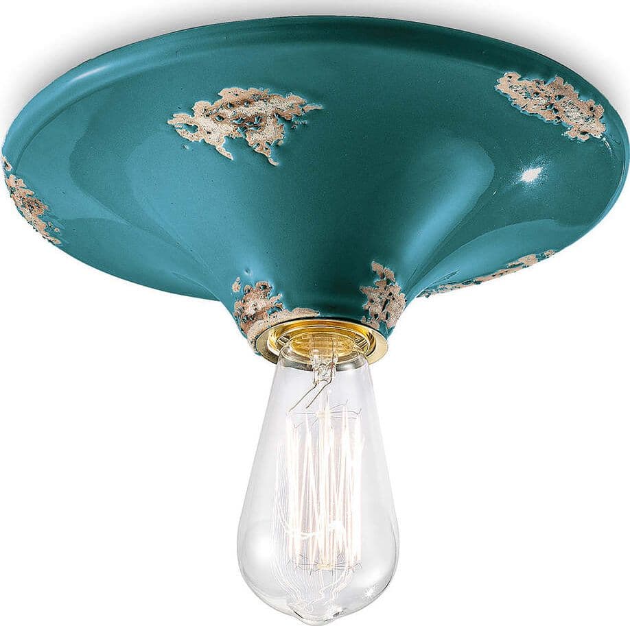 Plafoniera-Vintage-Tonda-Grande-Ceramica-Verde-1-Luce-E27