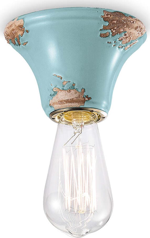 Plafoniera-Vintage-Tonda-Media-Ceramica-Azzurra-1-Luce-E14
