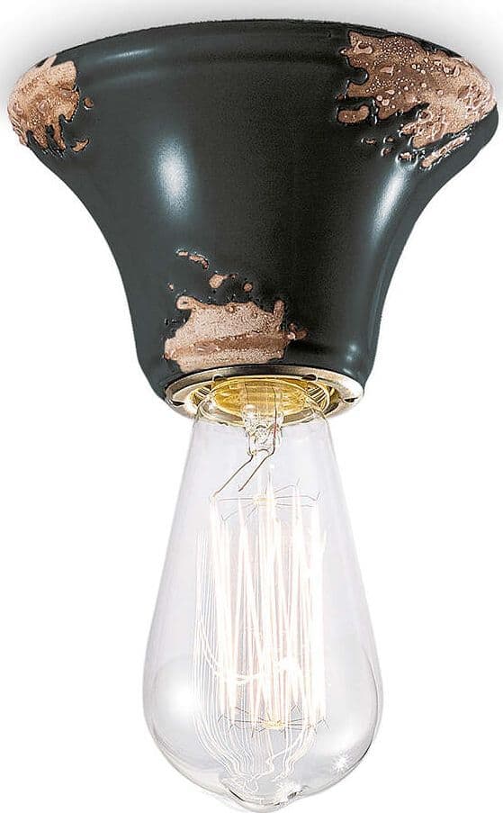 Plafoniera-Vintage-Tonda-Media-Ceramica-Nera-1-Luce-E14