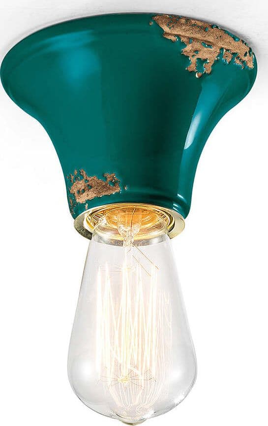 Plafoniera-Vintage-Tonda-Piccola-Ceramica-Verde-1-Luce-E27