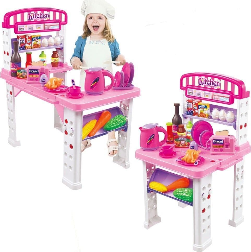 Playset-Cucina-Giocattolo-Bambini-Banco-Estensibile-Numerosi-Accessori-Gioco