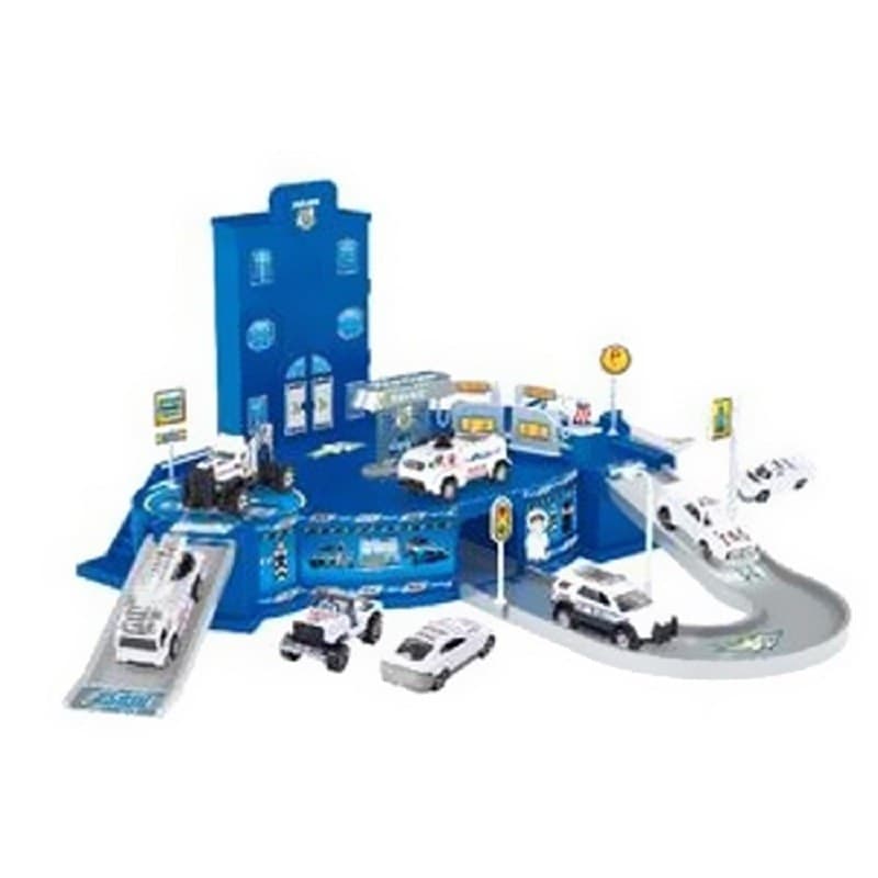Playset-Stazione-Forze-Dell'ordine-Con-Rampe-Pitstop-3-Macchinine-1-Elicottero