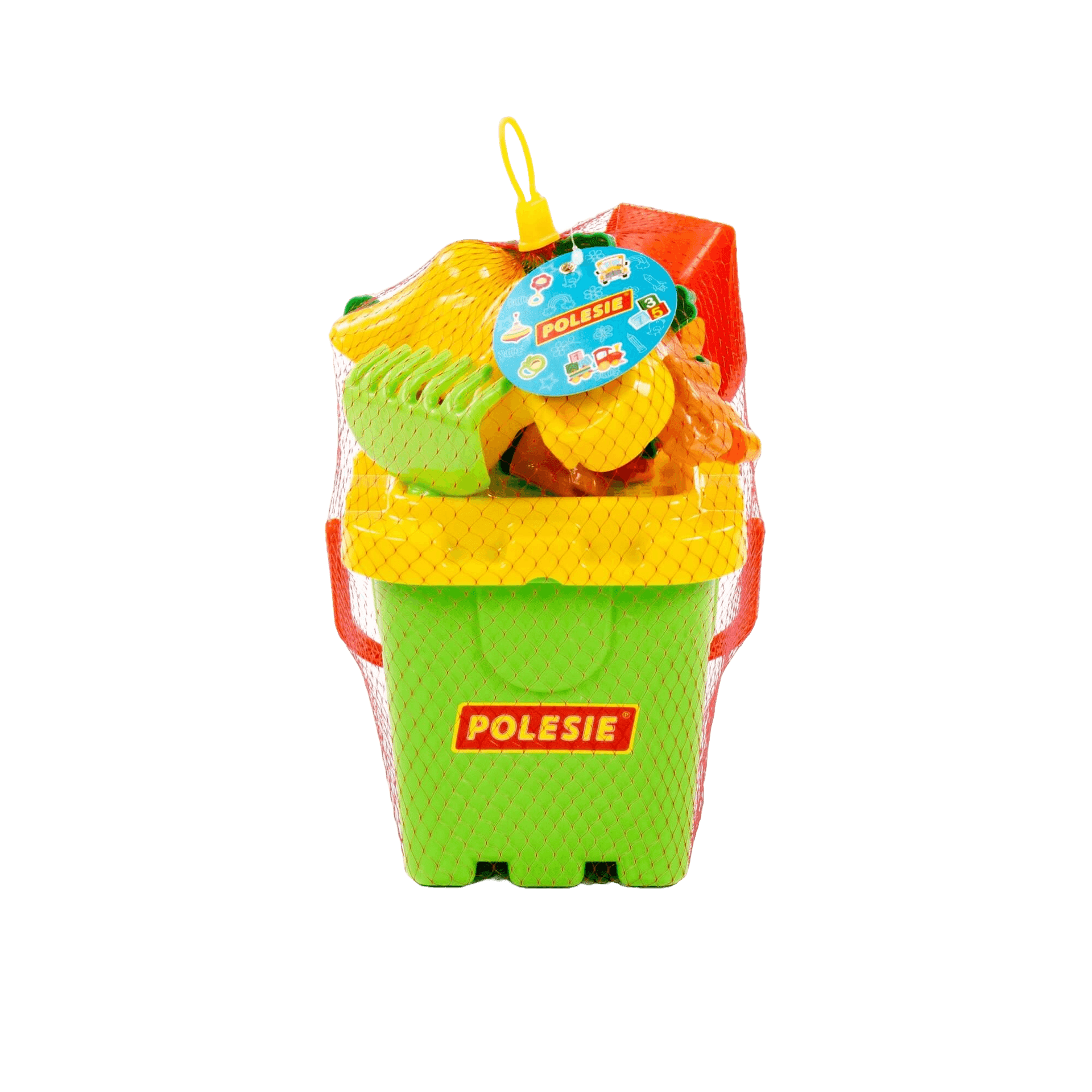 Polesie-Set-Da-Spiaggia-Con-Secchiello-Paletta-Rastrello-E-Formine-Verde