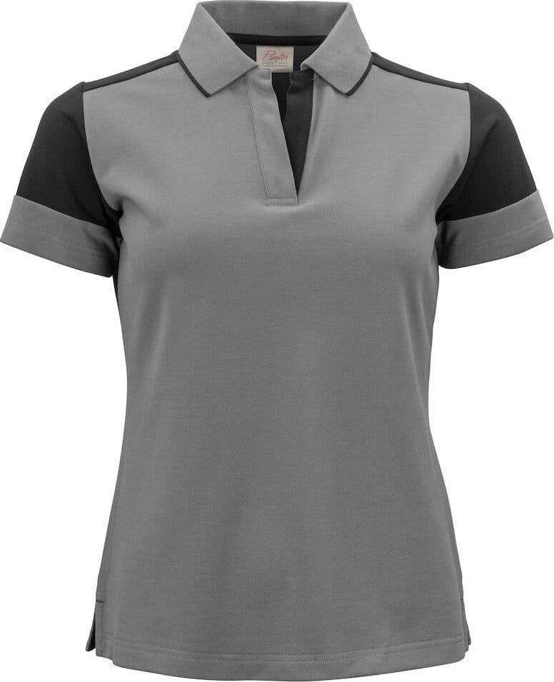 Polo Bicolore Prime Grigio Nero Maglietta Donna Misto Cotone Organico Poliestere Riciclato Ecosostenibile in Polo Dresswork - Como, commercioVirtuoso.it