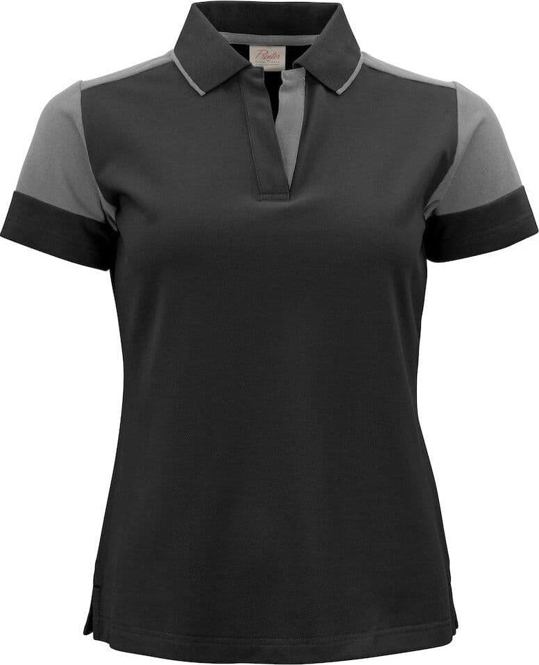 Polo Bicolore Prime Nero Grigio Maglietta Donna Misto Cotone Organico Poliestere Riciclato Ecosostenibile in Polo Dresswork - Como, commercioVirtuoso.it