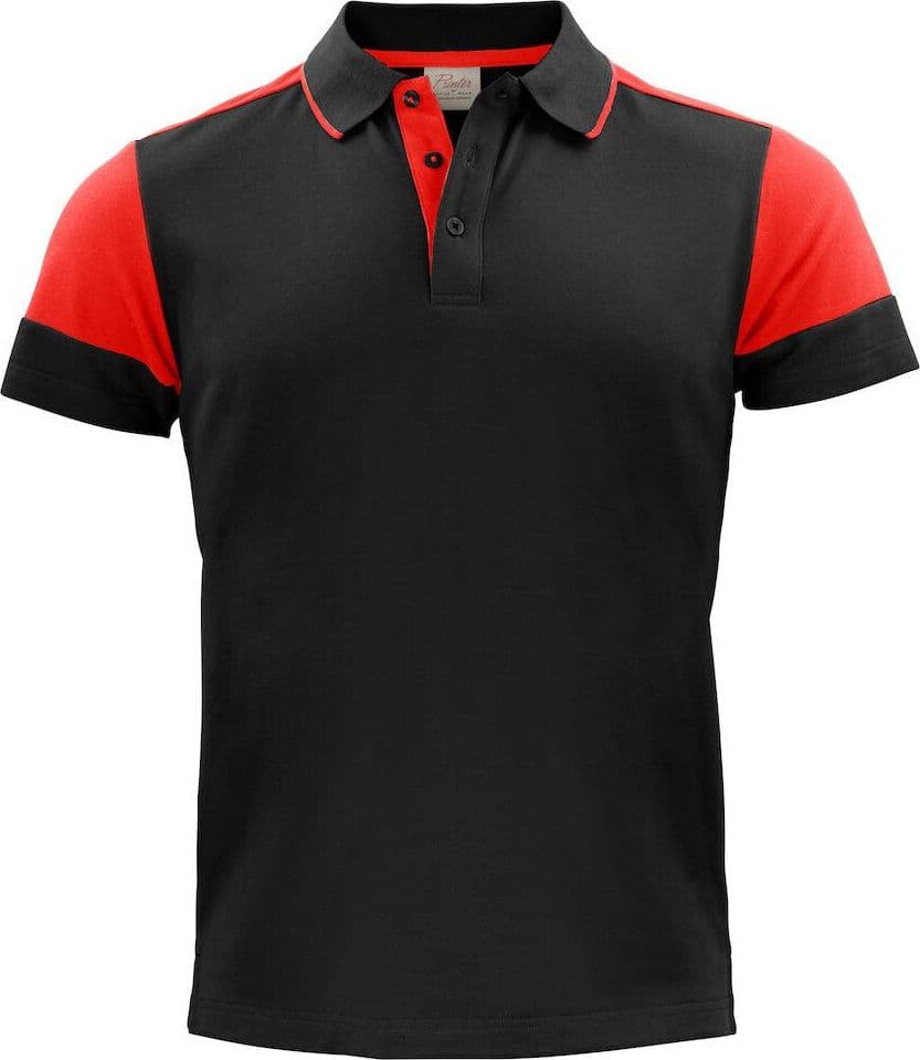 Polo Bicolore Prime Nero Rosso Maglietta Misto Cotone Organico Poliestere Riciclato Ecosostenibile in Polo Dresswork - Como, commercioVirtuoso.it