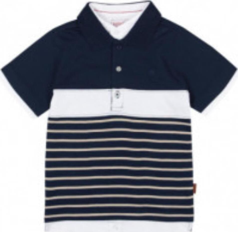 Polo Estiva Bimbo Mezze Maniche Blu e Bianca Maglia con Colletto in Cotone Micro Fantasia Maglietta Estate Bottoni Classica pantaloncino bambino/ragazzo Piccole Canaglie - Tropea, Commerciovirtuoso.it