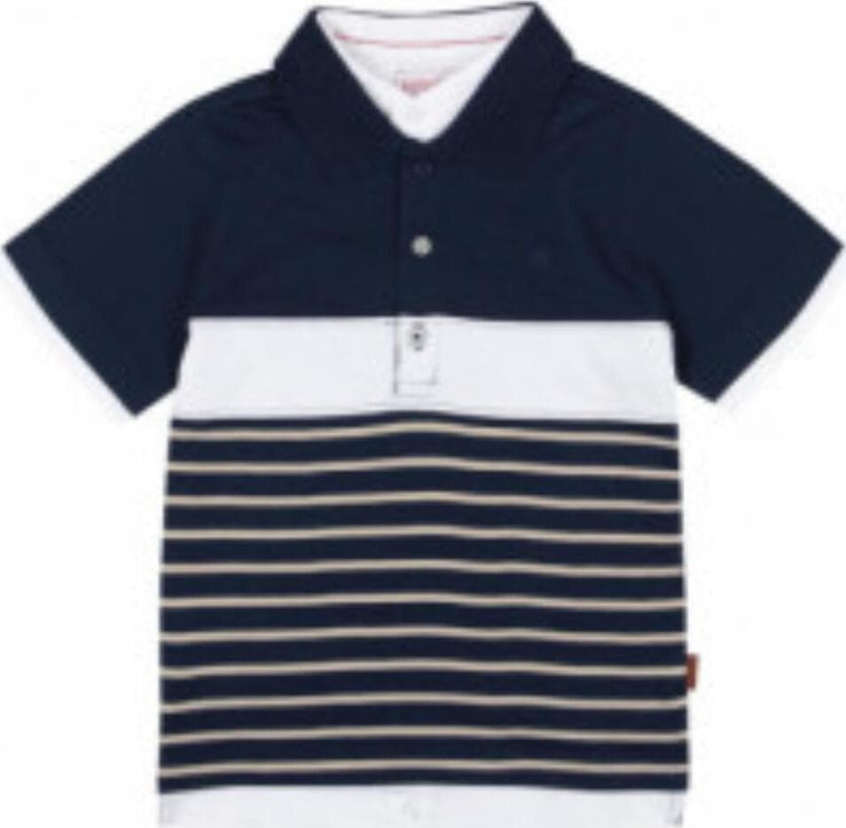 Polo Estiva Bimbo Mezze Maniche Blu e Bianca Maglia con Colletto in Cotone Micro Fantasia Maglietta Estate Bottoni Classica pantaloncino bambino/ragazzo Piccole Canaglie - Tropea, Commerciovirtuoso.it