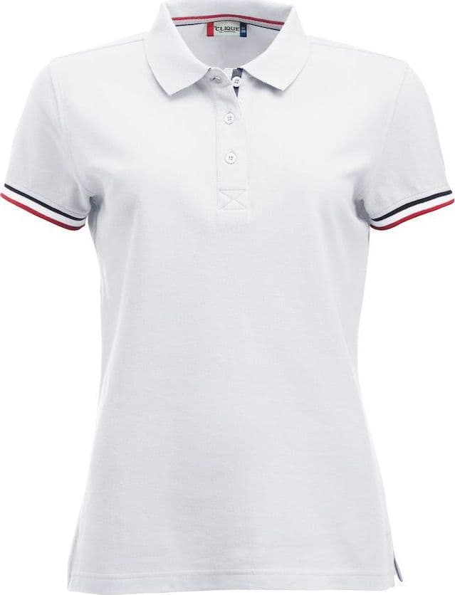 Polo Newton Bianco Polo Donna con Profili in Contrasto in Polo Dresswork - Como, commercioVirtuoso.it