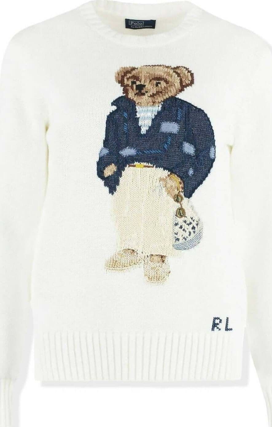 Polo Ralph Lauren Donna Maglione ''polo Bear'' In Cotone Girocollo Bianco Orsetto Ricamato Moda/Donna/Abbigliamento/Maglioni e cardigan/Maglioni Euforia - Bronte, Commerciovirtuoso.it