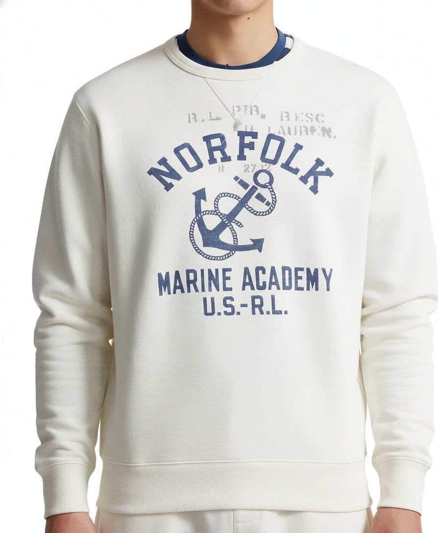 Polo Ralph Lauren Felpa Uomo Bianca Girocollo Con Stampa Ancora Polo Ralph Lauren Anchor-print Fleece Sweatshirt Moda/Uomo/Abbigliamento/Felpe/Felpe senza cappuccio Euforia - Bronte, Commerciovirtuoso.it