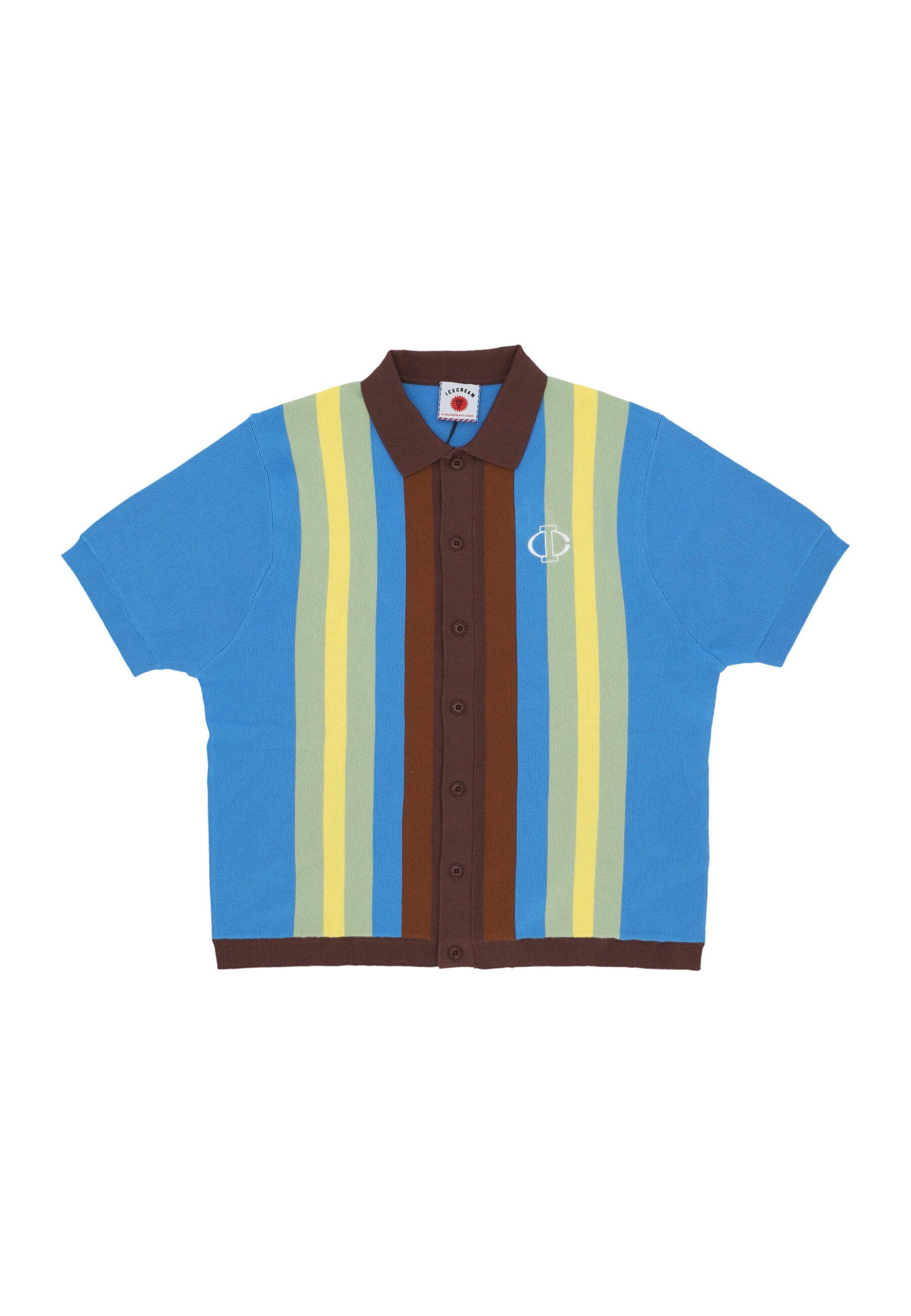 ICE CREAM Polo Manica Corta Uomo Jacquard Knit S/s Polo Cardigan Blue da uomo in Polo Drestige - Casamassima, commercioVirtuoso.it