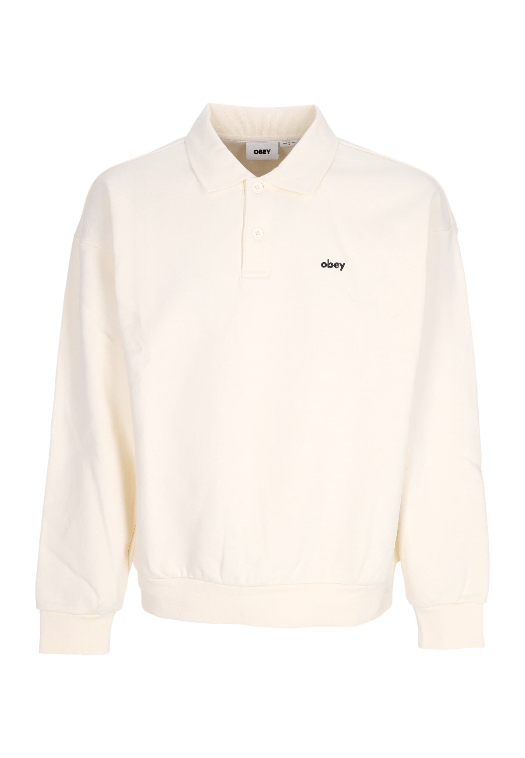 OBEY Polo Manica Lunga Uomo Lowercase Fleece Polo Unbleached da uomo in Polo Drestige - Casamassima, commercioVirtuoso.it