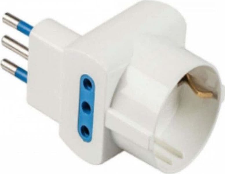 POLYPOOL-SECUR---ADATTATORE-PLURISTAND-SALVASPAZIO-SPINA-10A-2P+T-+-SCHUCO---COLORE-BIANCA