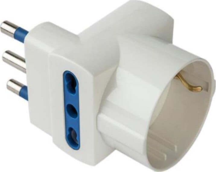 POLYPOOL-SECUR---ADATTATORE-PLURISTAND-SALVASPAZIO-SPINA-16A-2P+T-+-SCHUCO---COLORE-BIANCA