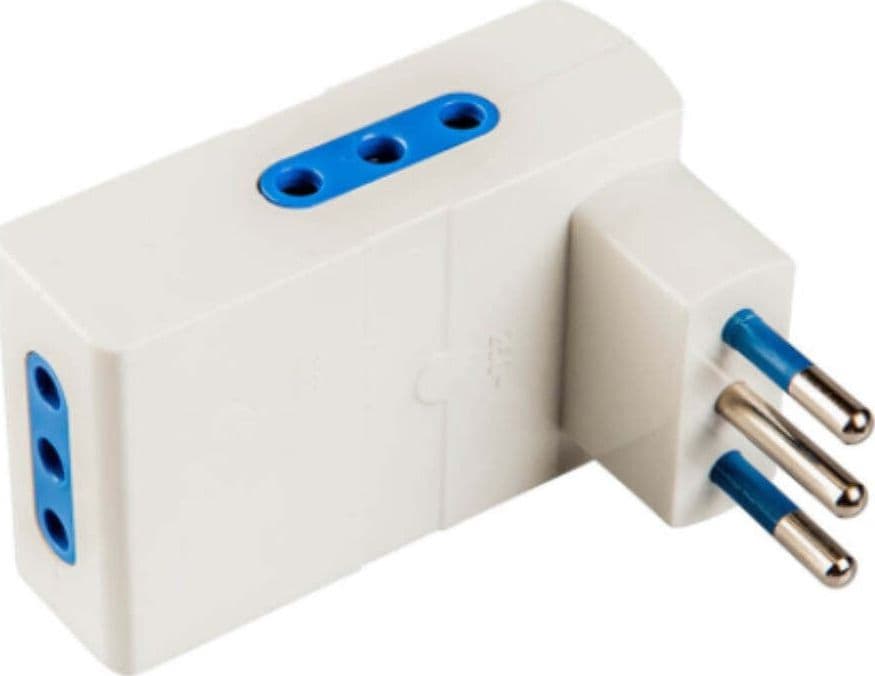 POLYPOOL-SECUR---ADATTATORE-SALVASPAZIO-SPINA-CON-3-PRESE-10A-2P+T-250V---COLORE-BIANCA