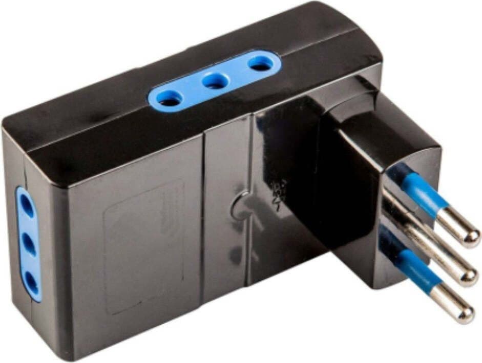 POLYPOOL-SECUR---ADATTATORE-SALVASPAZIO-SPINA-CON-3-PRESE-10A-2P+T-250V---COLORE-NERA