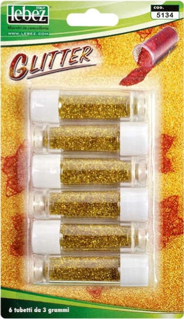 Porporina glitter - 2gr - oro - Lebez - conf. 6 tubi Casa e cucina/Hobby creativi/Materiali per hobby creativi/Glitter Eurocartuccia - Pavullo, Commerciovirtuoso.it