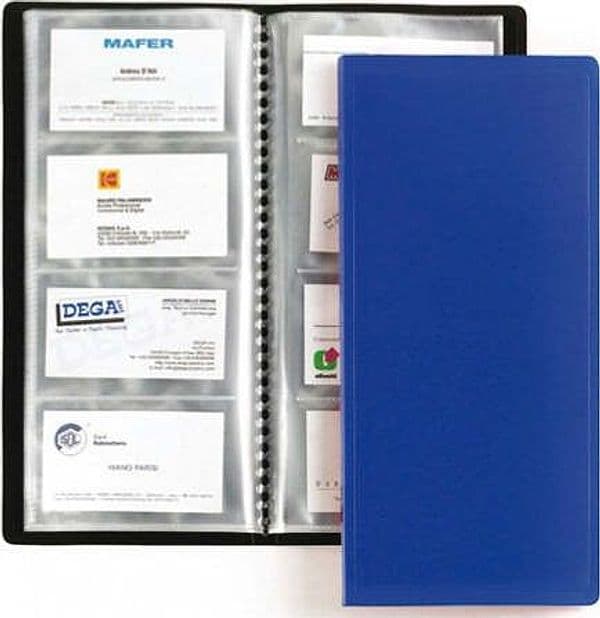 Porta biglietti da visita - 20 buste con 4 tasche ciascuna - 12 7x27 cm - nero - Favorit Cancelleria e prodotti per ufficio/Archivio ufficio e accessori per scrivania/Accessori da scrivania e archiviazione/Porta biglietti da visita Eurocartuccia - Pavullo, Commerciovirtuoso.it