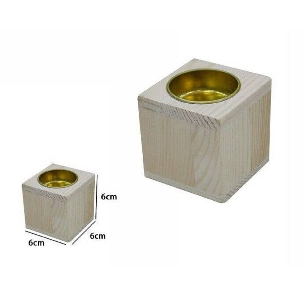 PORTA CANDELA BASE PORTACANDELA LUMINI IN LEGNO NATURALE 6CM DECORAZIONE 53736A