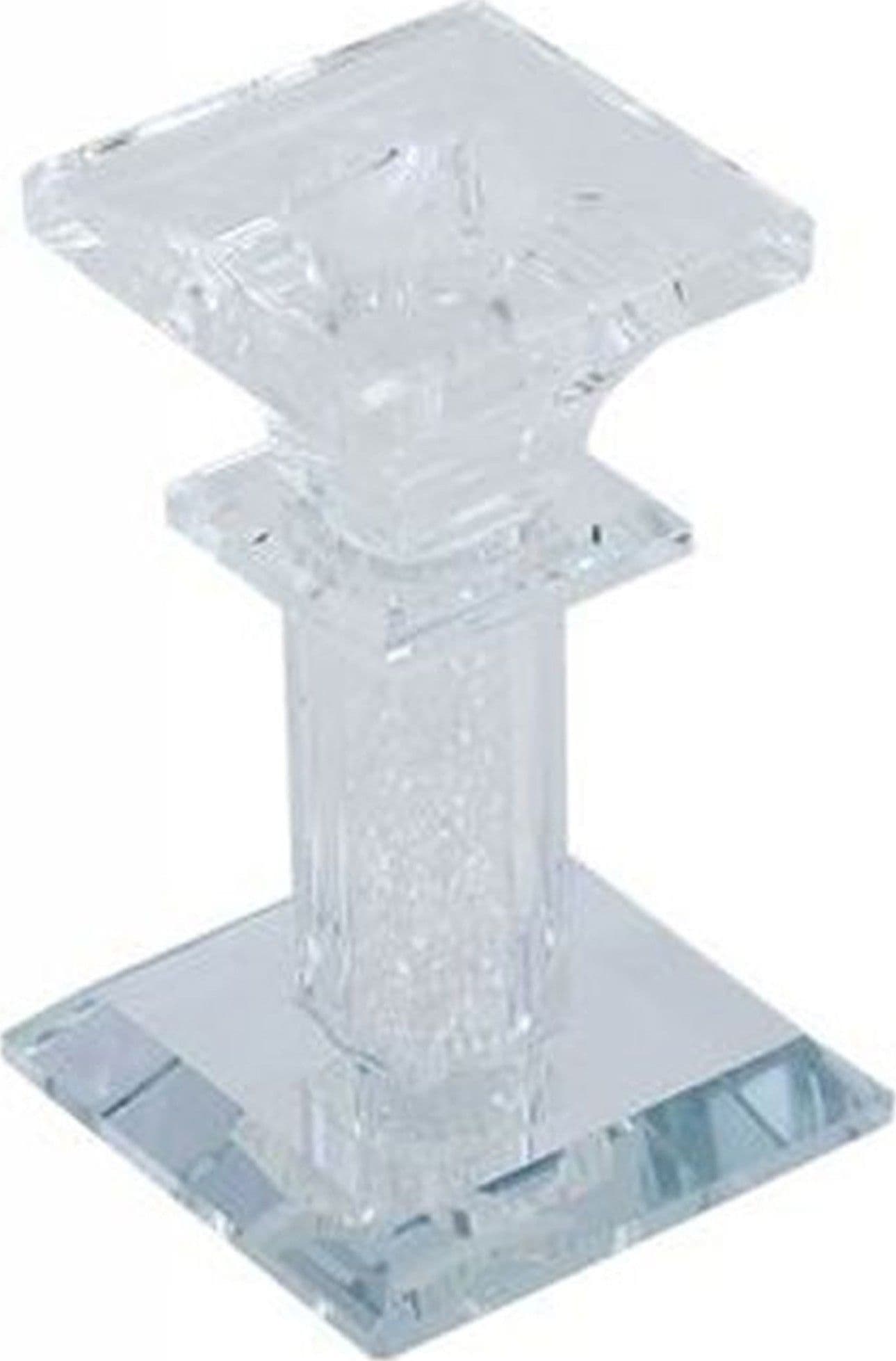 PORTA CANDELA VETRO DIAMANTI CANDELIERE IDEA REGALO BOMBONIERA CRISTALLO 6X6X15.5