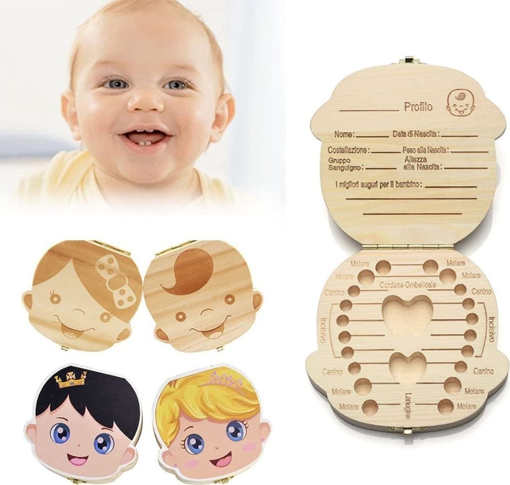 Porta Dentini Scatola In Legno Per Bambina Femminuccia Cofanetto Ricordi Neonato Prima infanzia/Regali per neonati/Scatolette per dentini Trade Shop italia - Napoli, Commerciovirtuoso.it