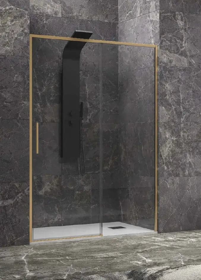 Porta Doccia H200 Trasparente Anticalcare Profili Oro
