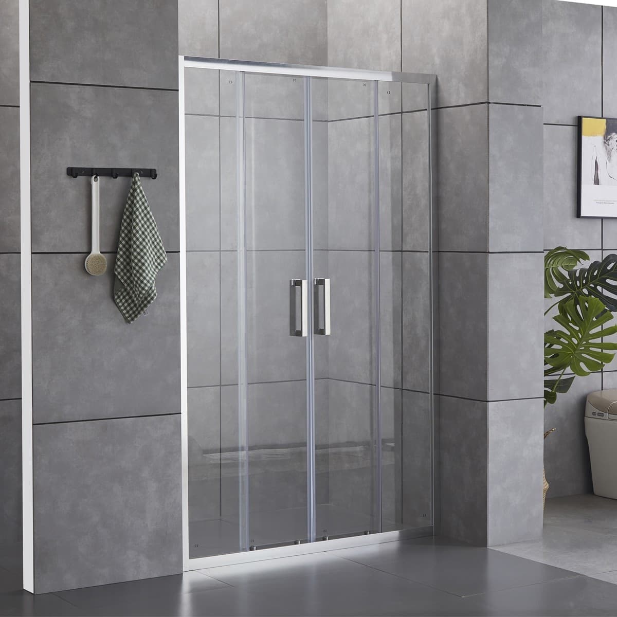 Porta-Doccia-Scorrevole-a-doppia-porta-Trasparente-Anticalcare-6mm-H195cm-Zaffiro