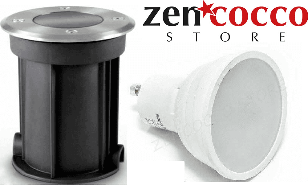 PORTA FARETTO CARRABILE GU10 INCASSO CALPESTABILE + LAMPADA Luce SOSTITUIBILE 7W Illuminazione/Illuminazione per esterni/Luci per sentieri Zencoccostore - Formia, Commerciovirtuoso.it
