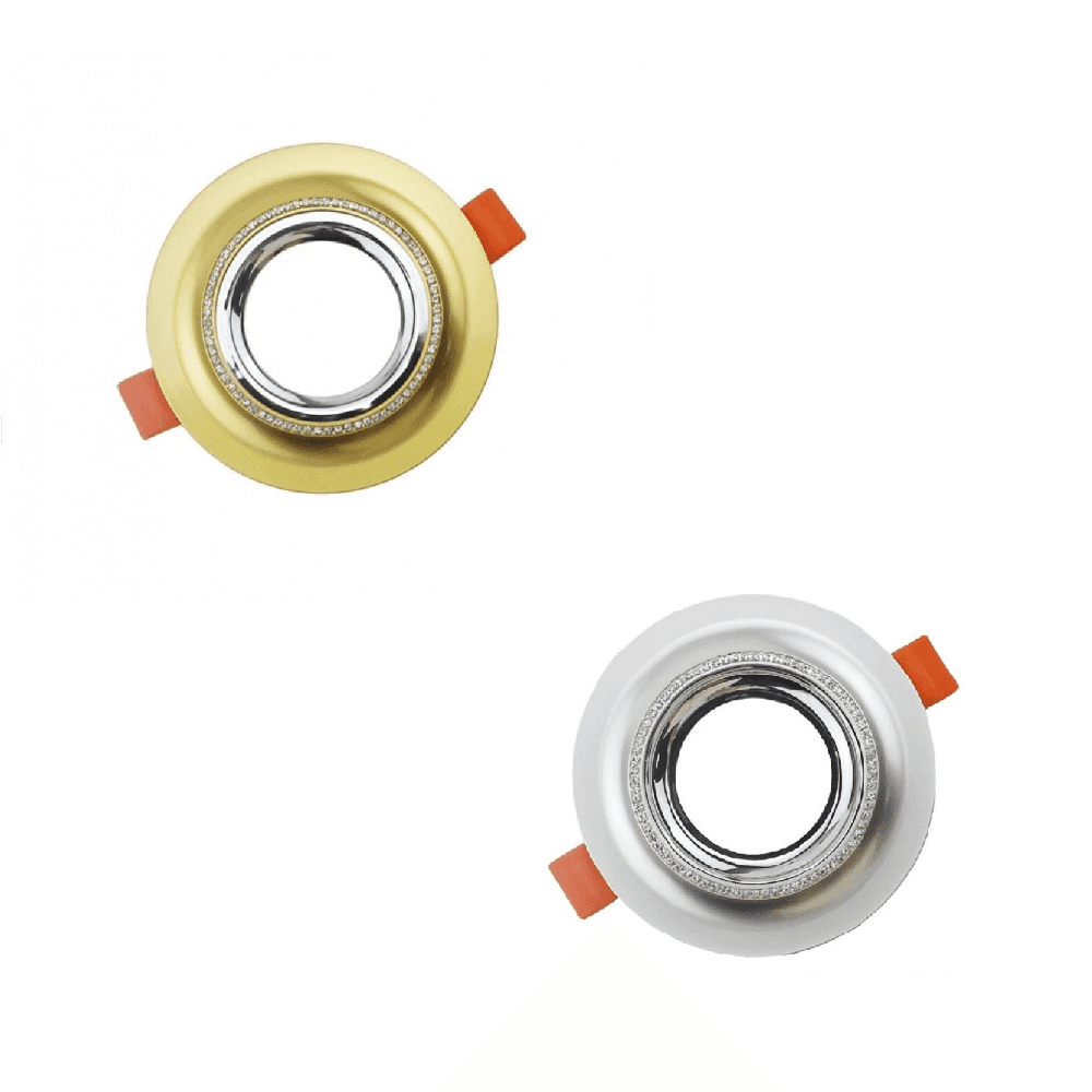 Porta-Faretto-Rotondo-Ad-Incasso-Con-Brillantini-Gu10-Foro-75mm-Argento-Oro-P25