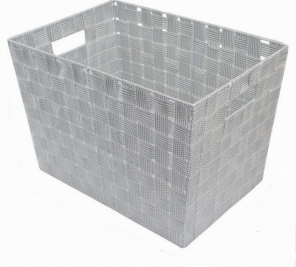 PORTA OGGETTI CESTO TESSUTO INTRECCIATO 38X26X25 CM MANIGLIE GRIGIO CHIARO 79036 in Cestini da scaffale Trade Shop italia - Napoli, commercioVirtuoso.it