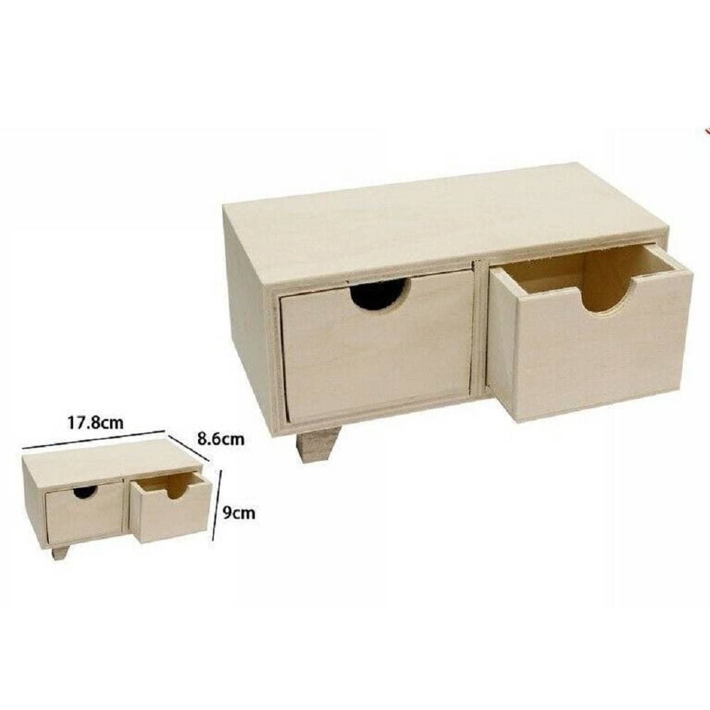 Porta Oggetti Mini Cassettiera 2 Cassetti In Legno Naturale Decoupage 53388a in Cassettiere Trade Shop italia - Napoli, commercioVirtuoso.it