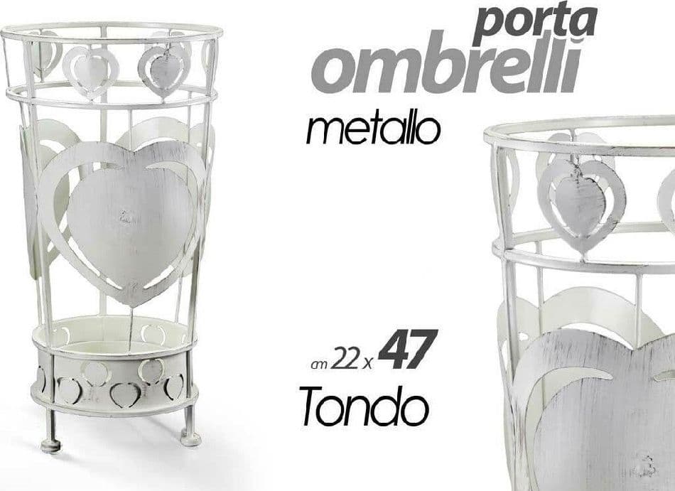 Porta Ombrelli Con Cuore Anticato Design Tondo Bianco 22x47cm In Metallo 657801 Casa e cucina/Arredamento/Ingresso/Portaombrelli Trade Shop italia - Napoli, Commerciovirtuoso.it