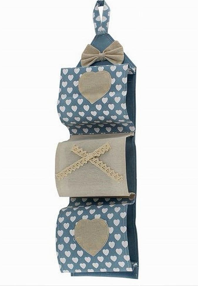 Porta-Rotolo-Carta-Igienica-Organizer-Appendere-3-Tasche-In-Tessuto-Bagno-59489