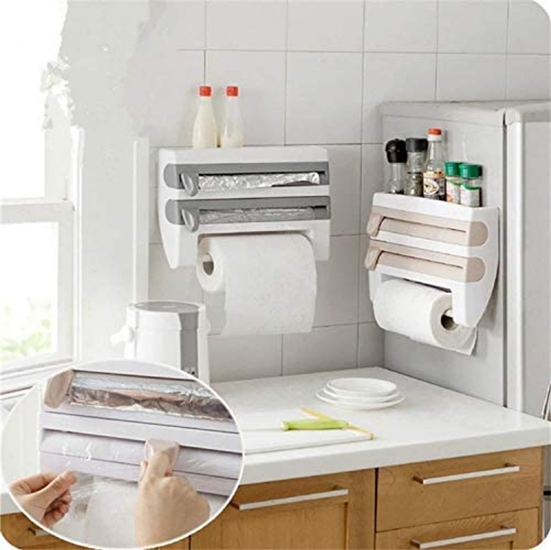 Porta-Rotolo-Portarotolo-A-Parete-Da-Muro-Porta-Scottex-Carta-Alluminio-Cucina