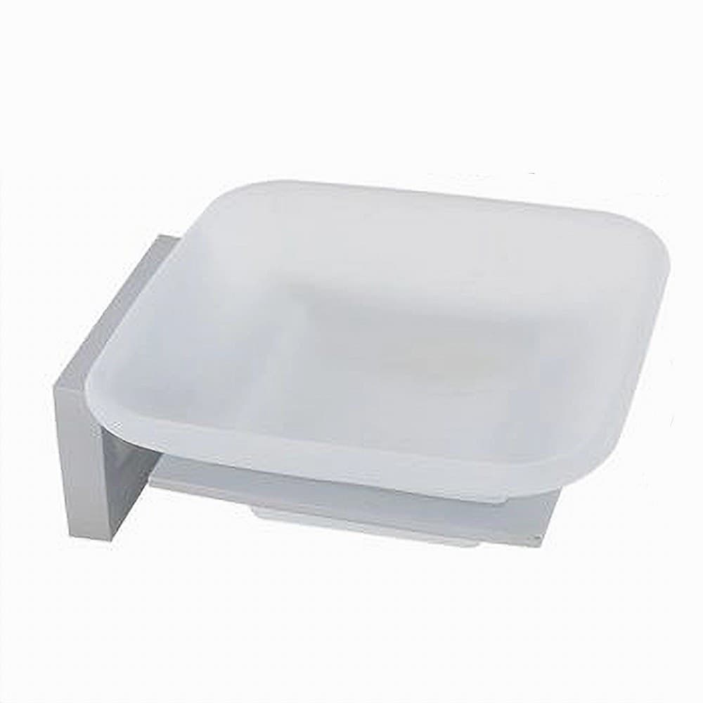 PORTA SAPONE IN ACCIAIO CON PIATTINO QUADRATO VETRO SATINATO PARETE BAGNO 87214 in Portasapone Trade Shop italia - Napoli, commercioVirtuoso.it
