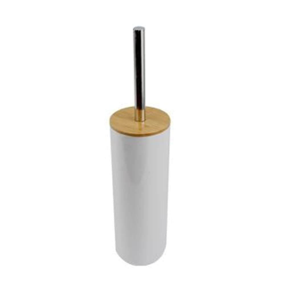 Porta-Scopino-Con-Scopettino-Spazzolone-Wc-Bagno-Bianco-Finiture-Legno-69485