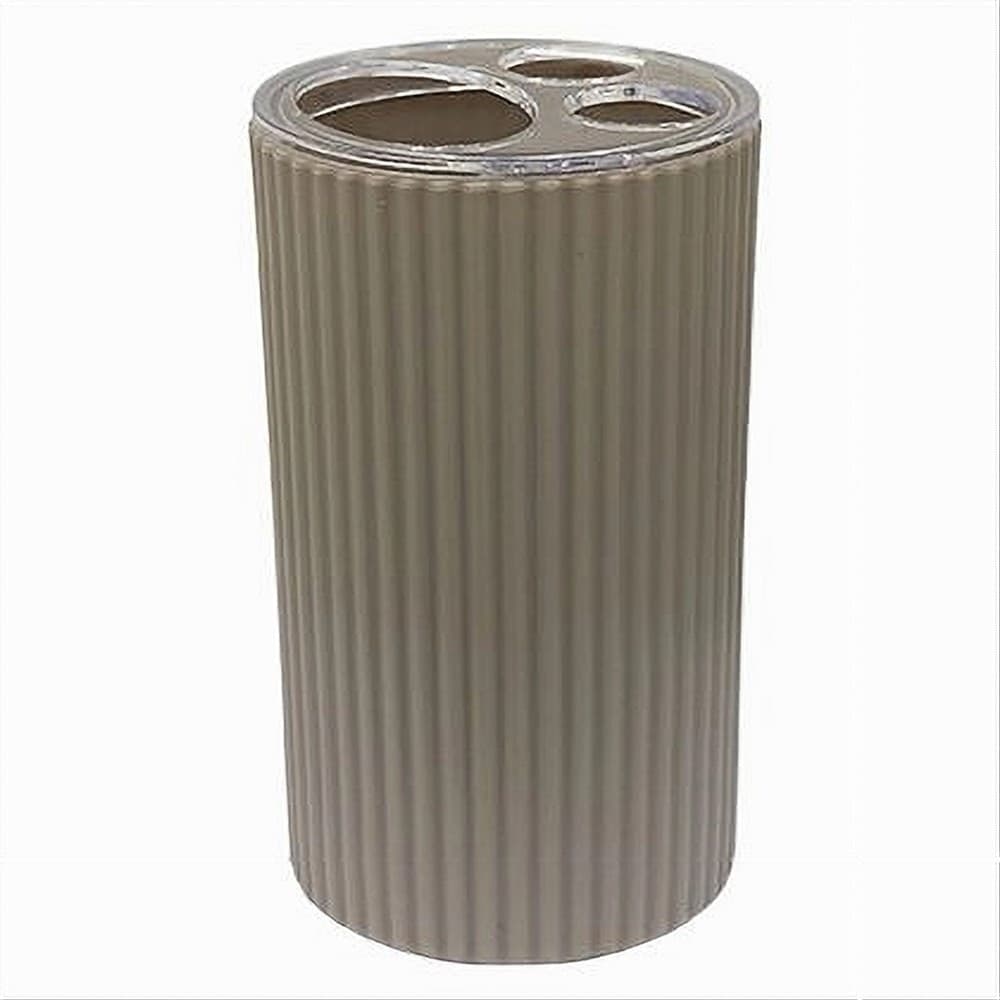 PORTA SPAZZOLINI BICCHIERE ACCESSORIO PER ARREDO BAGNO BEIGE RIGATO 3 FORI 79166 in Porta spazzolini Trade Shop italia - Napoli, commercioVirtuoso.it