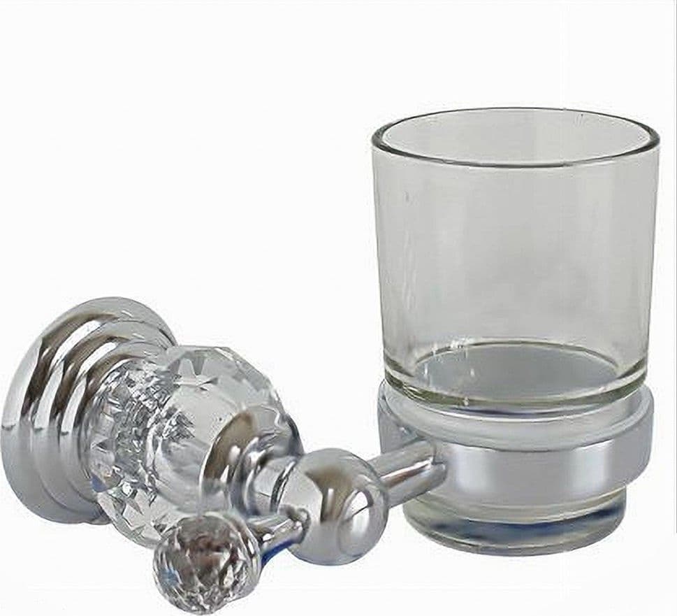 PORTA SPAZZOLINI DENTIFRICIO CON BICCHIERE IN VETRO A PARETE BAGNO CRYSTAL 52822 in Porta spazzolini Trade Shop italia - Napoli, commercioVirtuoso.it