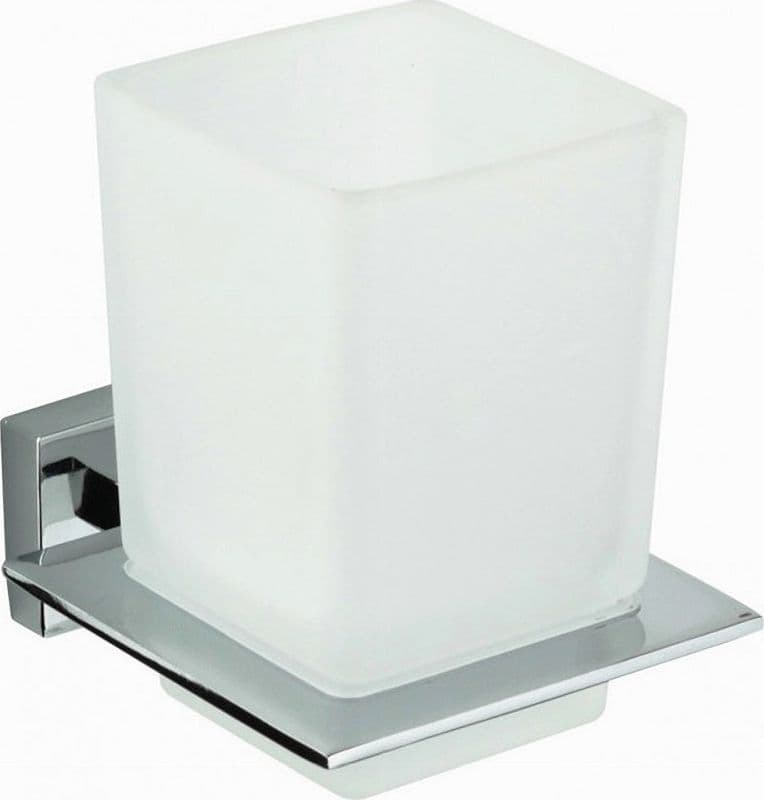 PORTA SPAZZOLINI DENTIFRICIO CON BICCHIERE VETRO PARETE ARREDO BAGNO CUBO 87213 in Porta spazzolini Trade Shop italia - Napoli, commercioVirtuoso.it