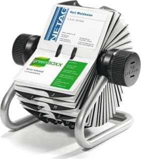 Portabiglietti da visita Visifix Rotary - 400 posti - 19 5x19x12 cm - silver - Durable Cancelleria e prodotti per ufficio/Archivio ufficio e accessori per scrivania/Accessori da scrivania e archiviazione/Vaschette portacorrispondenza Eurocartuccia - Pavullo, Commerciovirtuoso.it