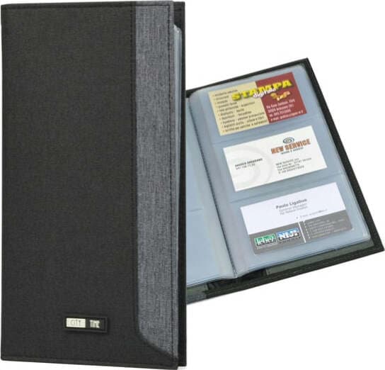 Portabiglietti in tessuto - 12 x 23 cm - capacitA' 64 biglietti - nero-grigio - City Time Cancelleria e prodotti per ufficio/Archivio ufficio e accessori per scrivania/Archivio ufficio/Portablocchi e portamoduli Eurocartuccia - Pavullo, Commerciovirtuoso.it