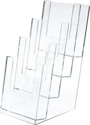 Portadepliant - plastica trasparente - 11 x 25 x 14 cm - Lebez Cancelleria e prodotti per ufficio/Archivio ufficio e accessori per scrivania/Accessori da scrivania e archiviazione/Portabrochure Eurocartuccia - Pavullo, Commerciovirtuoso.it