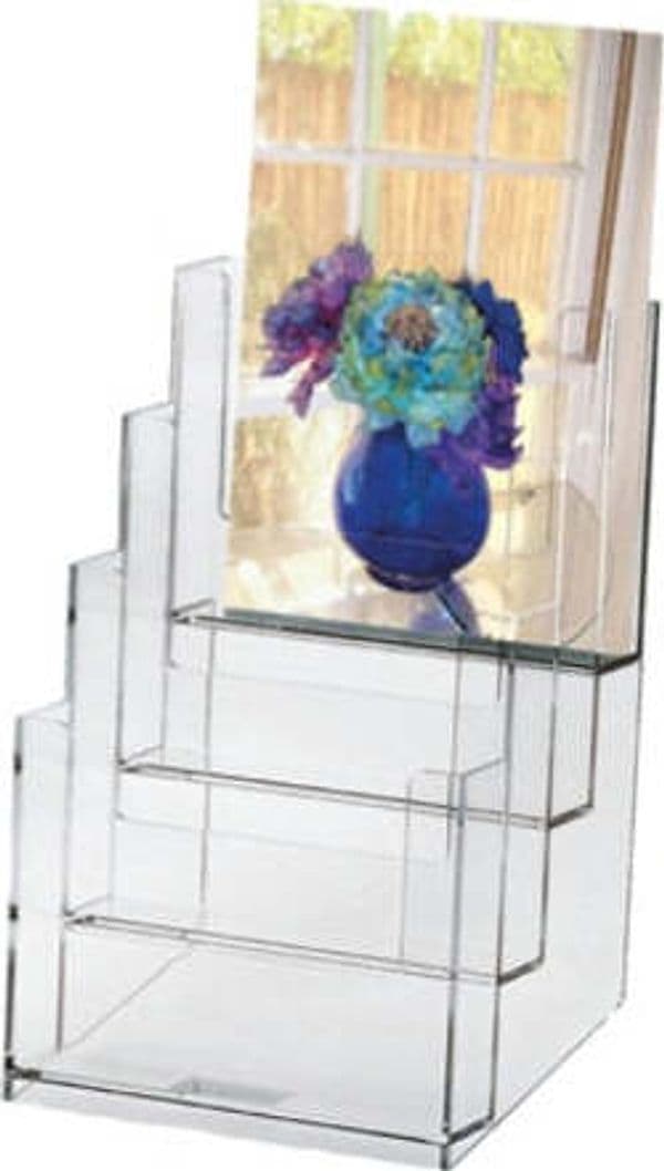 Portadepliant - plastica trasparente - 16 5x24x14 cm - Lebez Cancelleria e prodotti per ufficio/Archivio ufficio e accessori per scrivania/Accessori da scrivania e archiviazione/Portabrochure Eurocartuccia - Pavullo, Commerciovirtuoso.it