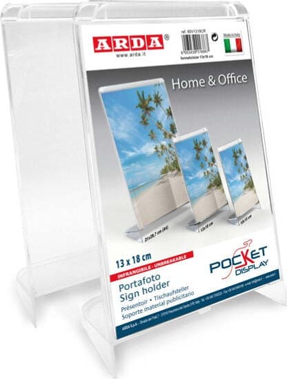 Portadepliant-Portafoto - 10x15 cm - plastica cristallo - Arda Cancelleria e prodotti per ufficio/Archivio ufficio e accessori per scrivania/Accessori da scrivania e archiviazione/Portabrochure Eurocartuccia - Pavullo, Commerciovirtuoso.it