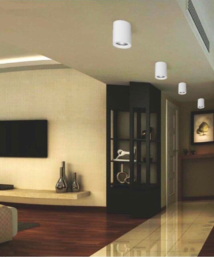 Portafaretto-Da-Soffitto-In-Gesso-Attacco-Gu10-Porta-Faretto-A-Cilindro-Bianco-Universo
