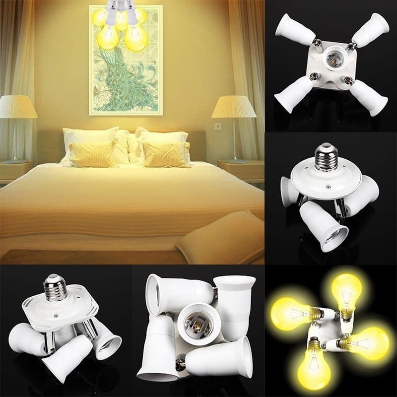 PORTALAMPADA ADATTATORE E27 5 IN 1 PER LAMPADE LAMPADINE ATTACCHI ORIENTABILI Trade Shop italia - Napoli, Commerciovirtuoso.it
