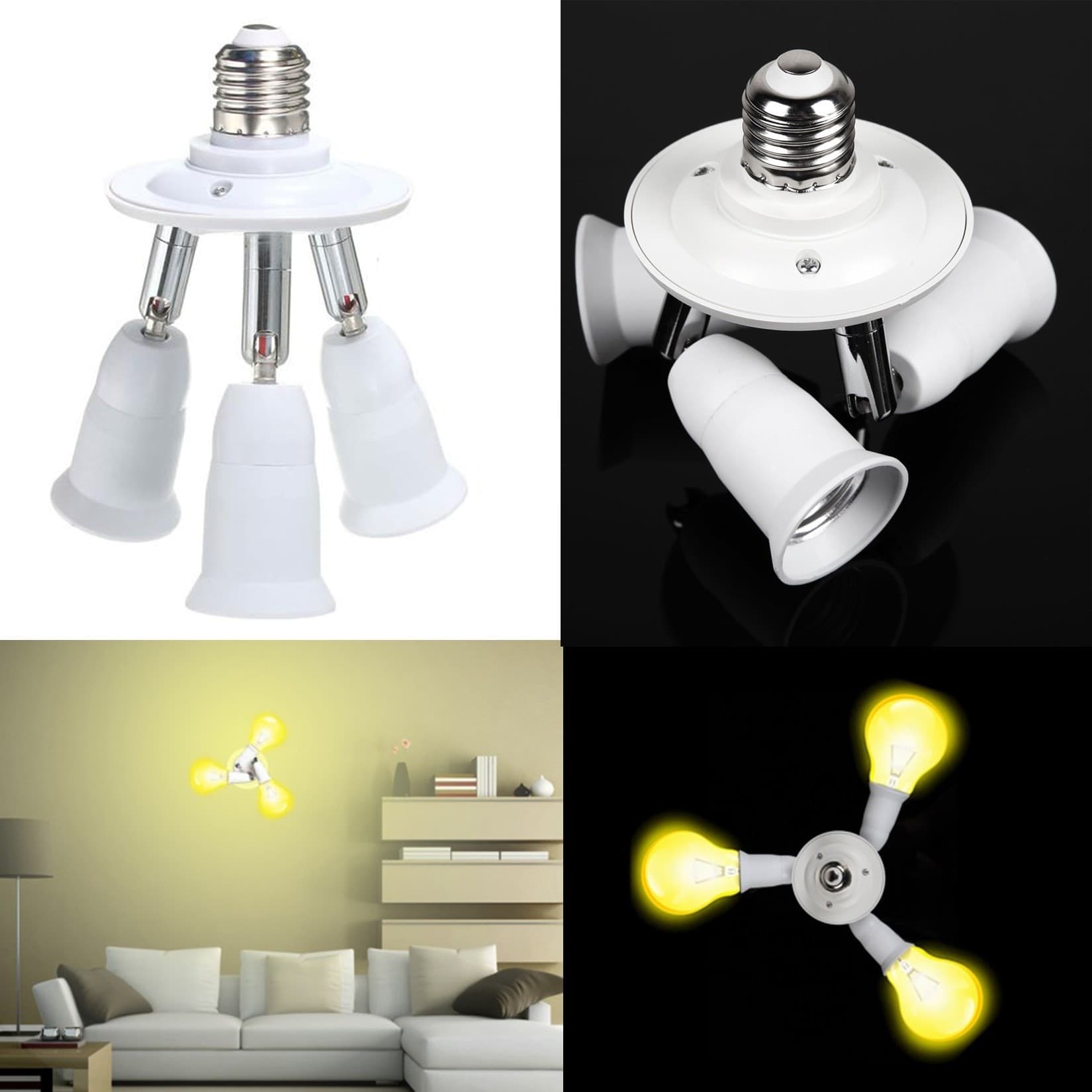 PORTALAMPADA SDOPPIATORE E27 ADATTATORE CON 3 INGRESSI ATTACCO LAMPADINA 3 IN 1 Trade Shop italia - Napoli, Commerciovirtuoso.it