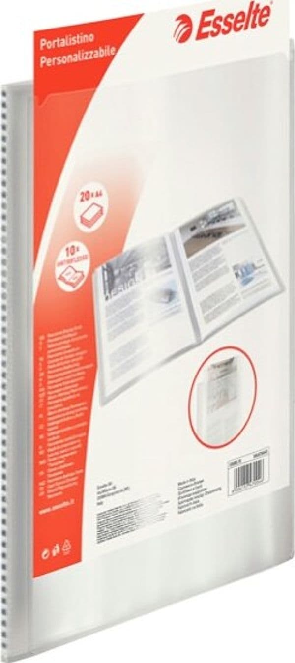 Portalistini personalizzabile - 22x30 cm - 100 buste antiriflesso - trasparente - Esselte